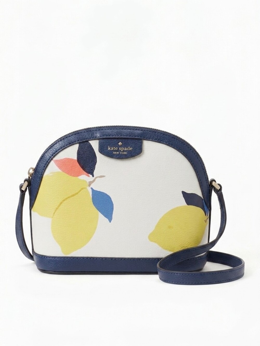 kate spade Lemon Print Navy Trim Dome Crossbody Bag